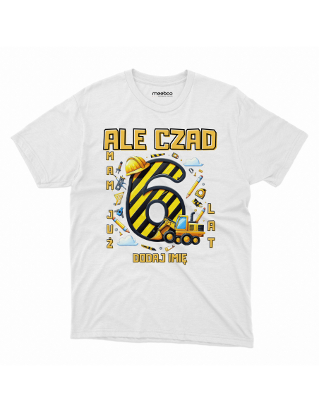 Koszulka Dziecięca "Ale czad mam już 6 lat + Twoje imię" Czarna | 100% Bawełna