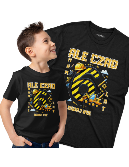 Koszulka Dziecięca "Ale czad mam już 6 lat + Twoje imię" Czarna | 100% Bawełna