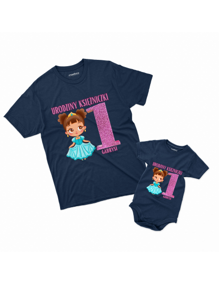 Koszulka/Body Dziecięce "Urodziny księżniczki + Twoje imię" Czarna | 100% Bawełna