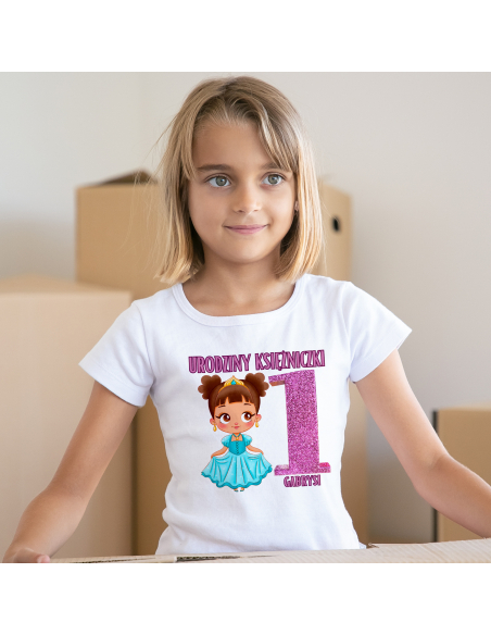 Koszulka/Body Dziecięce "Urodziny księżniczki + Twoje imię" Czarna | 100% Bawełna