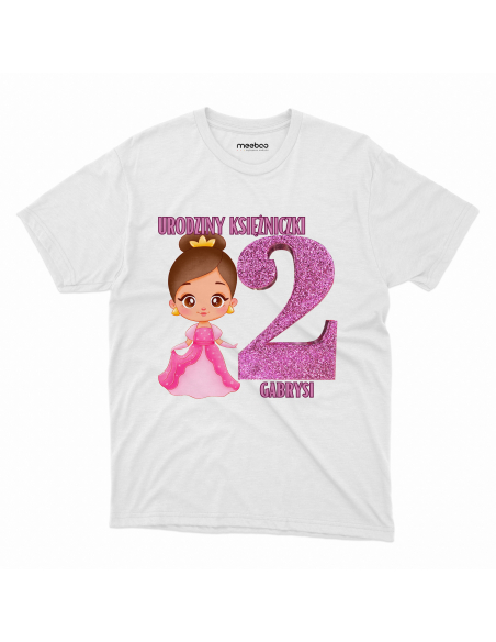 Koszulka Dziecięca "2 urodziny księżniczki + Twoje imię" Czarna | 100% Bawełna