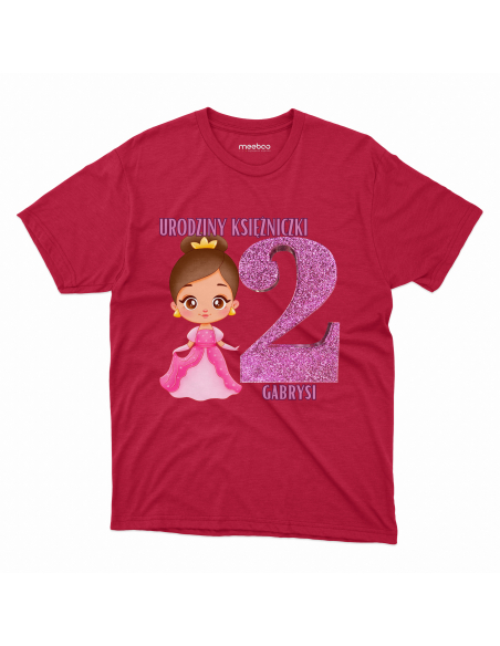 Koszulka Dziecięca "2 urodziny księżniczki + Twoje imię" Czarna | 100% Bawełna