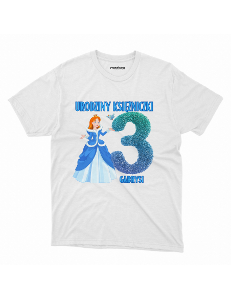 Koszulka Dziecięca "3 urodziny księżniczki + Twoje imię" Czarna | 100% Bawełna