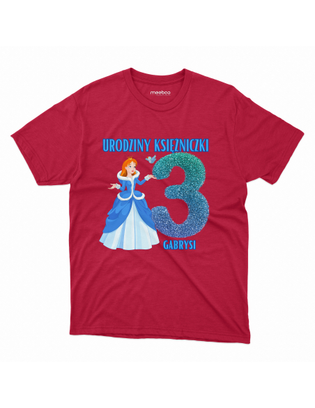 Koszulka Dziecięca "3 urodziny księżniczki + Twoje imię" Czarna | 100% Bawełna