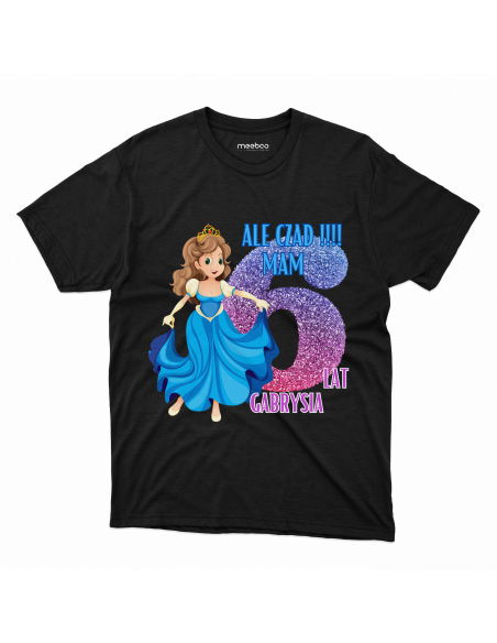 Koszulka Dziecięca "Ale czad mam 6 lat + Twoje imię" Czarna | 100% Bawełna