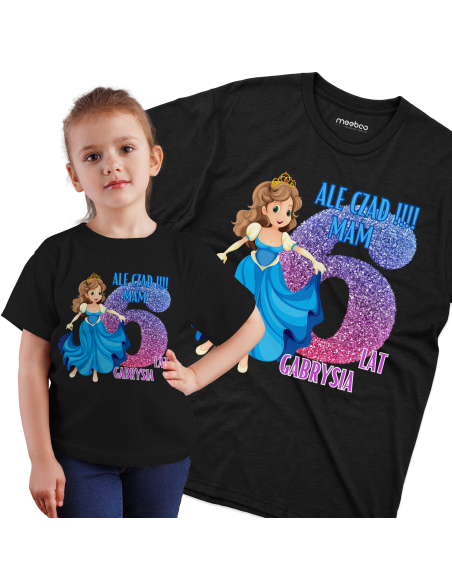 Koszulka Dziecięca "Ale czad mam 6 lat + Twoje imię" Czarna | 100% Bawełna