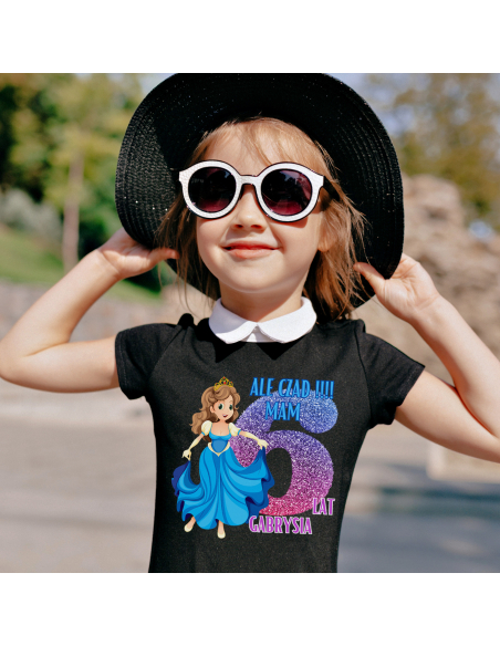 Koszulka Dziecięca "Ale czad mam 6 lat + Twoje imię" Czarna | 100% Bawełna