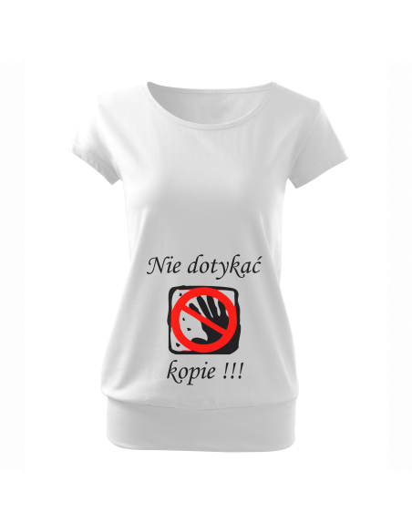 Koszulka ciążowa "Nie dotykać, kopie!" Czarna | Wysoka jakość