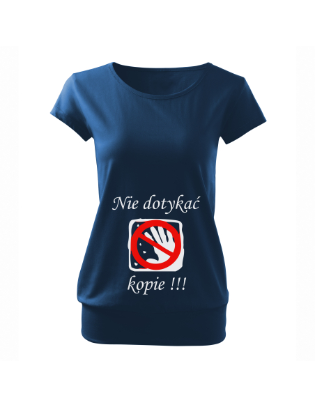 Koszulka ciążowa "Nie dotykać, kopie!" Czarna | Wysoka jakość