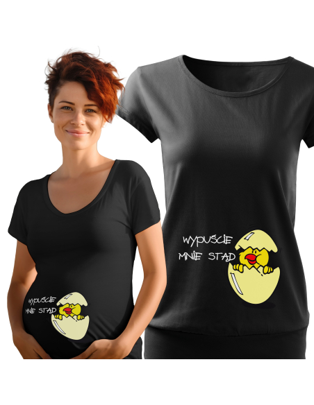 Koszulka ciążowa "Wypuście mnie stąd" Czarna | Wysoka jakość