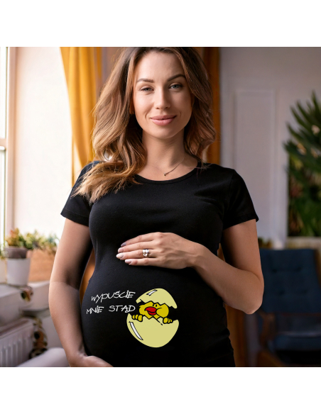 Koszulka ciążowa "Wypuście mnie stąd" Czarna | Wysoka jakość