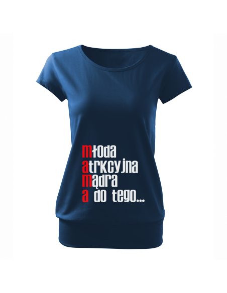 Koszulka ciążowa "Młoda, atrakcyjna, mądra, a do tego..." Czarna | Wysoka jakość