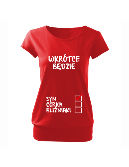 Koszulka ciążowa "W krotce będzie... Syn, córka, bliźniaki" Czarna | Wysoka jakość