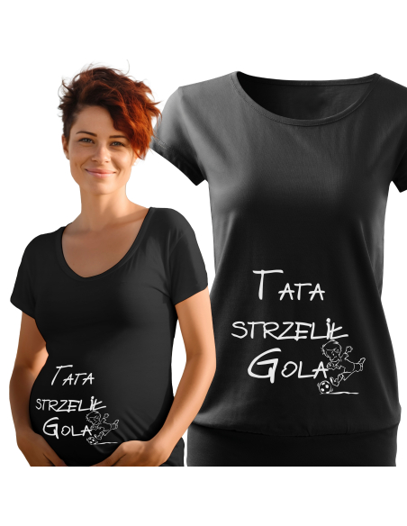 Koszulka ciążowa "Tata strzelił gola" Czarna | Wysoka jakość