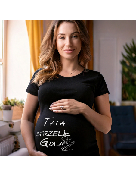 Koszulka ciążowa "Tata strzelił gola" Czarna | Wysoka jakość