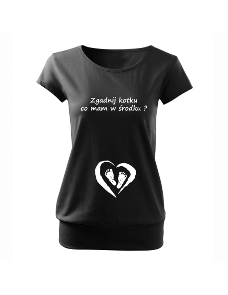 Koszulka ciążowa "Zgadnij kotku co mam w środku" Czarna | Wysoka jakość