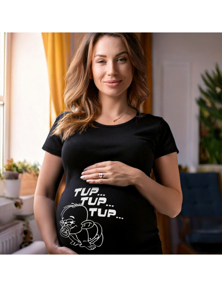 Koszulka ciążowa "Tup tup tup..." Czarna | Wysoka jakość