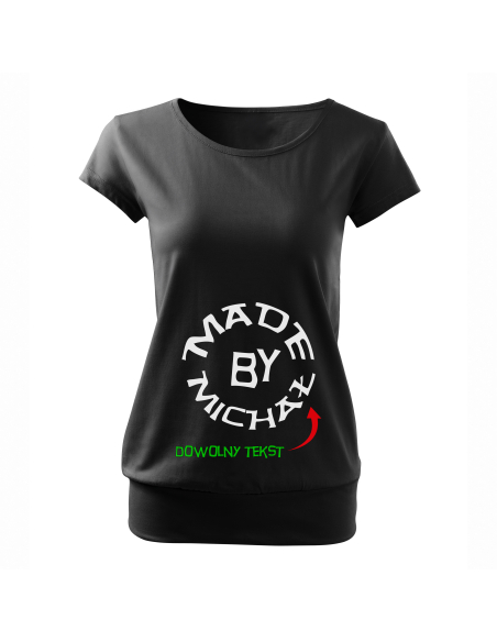 Koszulka ciążowa "Made by... + Dowolny tekst" Czarna | Wysoka jakość