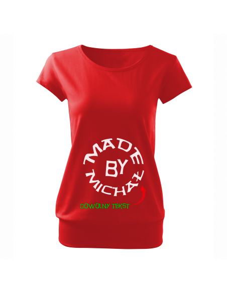 Koszulka ciążowa "Made by... + Dowolny tekst" Czarna | Wysoka jakość