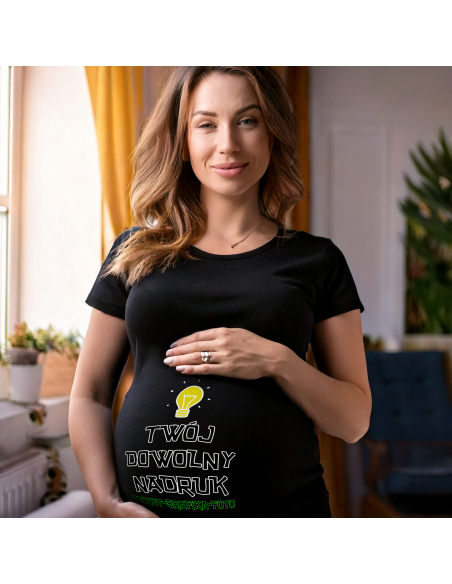 Koszulka ciążowa "Twój dowolny nadruk" Czarna | Wysoka jakość