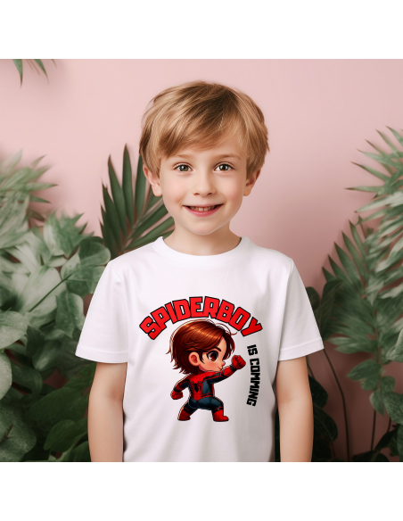 Body dziecięce "Spiderboy is coming" Czarne | Fanowski nadruk