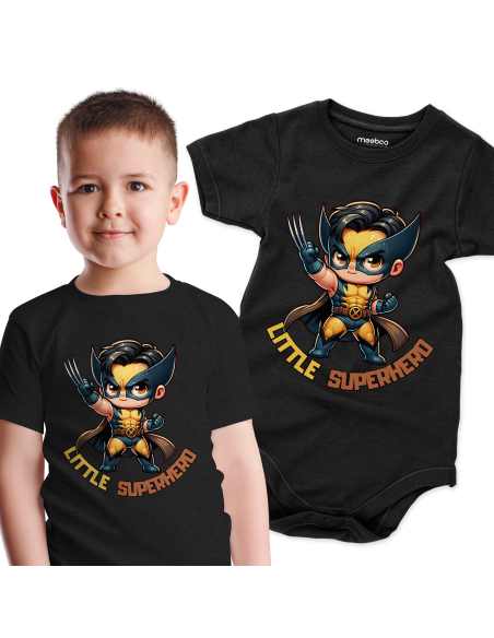 Body dziecięce "Little Superhero" Czarne | Fanowski nadruk