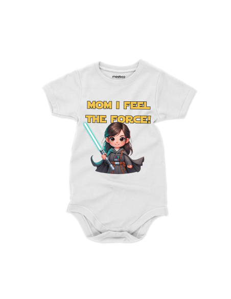 Body dziecięce "Mom i feel the force!" Czarne | Fanowski nadruk