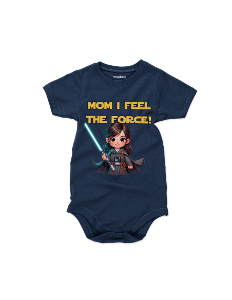 Body dziecięce "Mom i feel the force!" Czarne | Fanowski nadruk