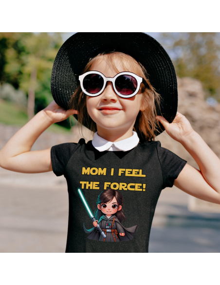 Body dziecięce "Mom i feel the force!" Czarne | Fanowski nadruk