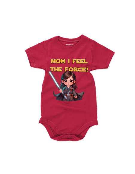 Body dziecięce "Mom i feel the force!" Czarne | Fanowski nadruk