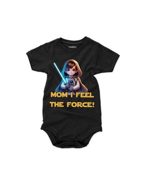 Body dziecięce "Mom i feel the force" Czarne | Fanowski nadruk