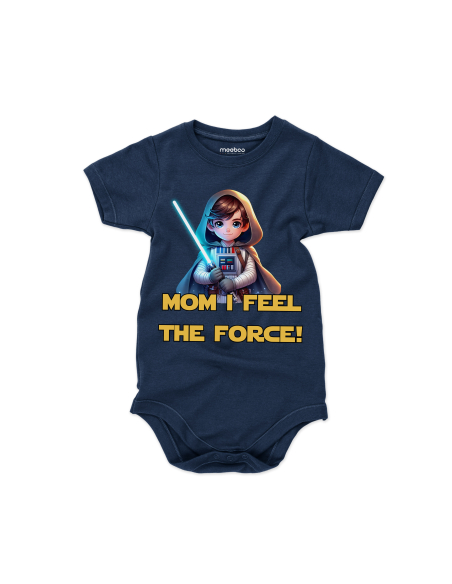 Body dziecięce "Mom i feel the force" Czarne | Fanowski nadruk