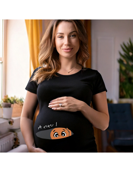 Koszulka ciążowa "A kuku!" Czarna | Wysoka jakość