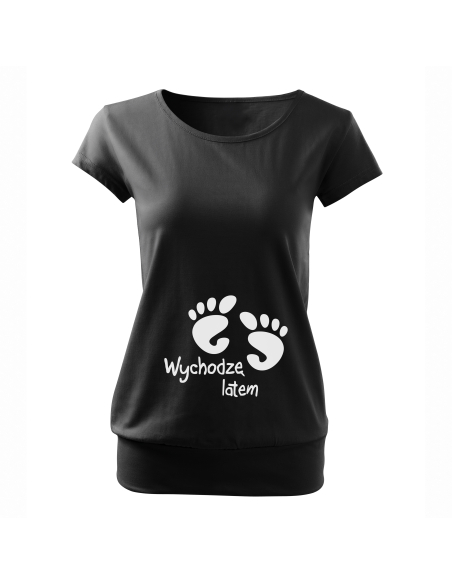 Koszulka ciążowa "Wychodzę latem + Dowolny tekst" Czarna | Wysoka jakość