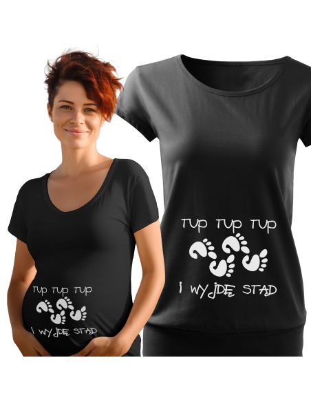 Koszulka ciążowa "Tup tup tup i wyjdę stąd" Czarna | Wysoka jakość