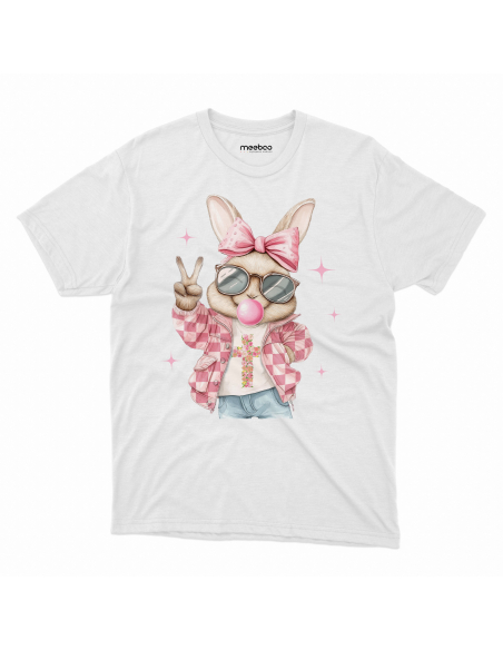 Koszulka Dziecięca "Króliczek dziewczynka" Czarna | 100% Bawełna