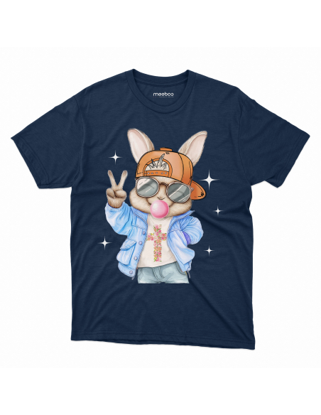 Koszulka Dziecięca "Króliczek chłopiec" Czarna | 100% Bawełna