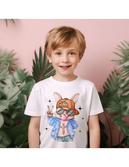 Koszulka Dziecięca "Króliczek chłopiec" Czarna | 100% Bawełna