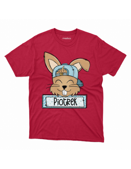 Koszulka Dziecięca "Króliczek + Twoje imię" Czarna | 100% Bawełna