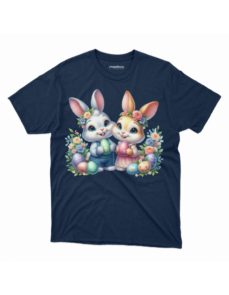 Koszulka Dziecięca "Króliczki wielkanocne" Czarna | 100% Bawełna