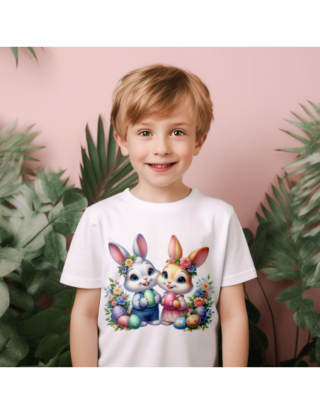 Koszulka Dziecięca "Króliczki wielkanocne" Czarna | 100% Bawełna