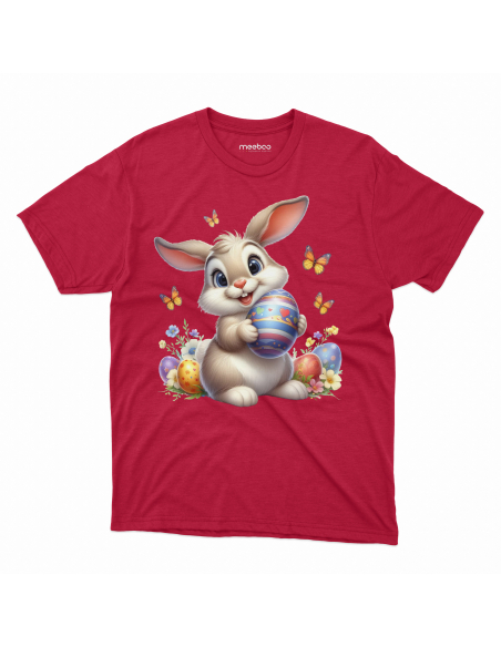 Koszulka Dziecięca "Króliczek wielkanocny z motylami" Czarna | 100% Bawełna