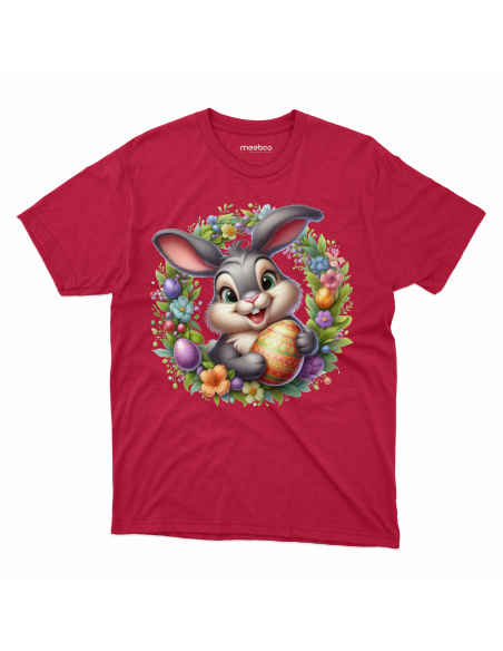 Koszulka Dziecięca "Króliczek wielkanocny w wieniec" Czarna | 100% Bawełna