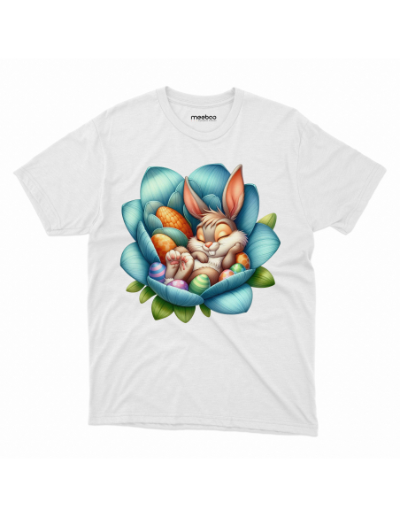 Koszulka Dziecięca "Śpiący króliczek wielkanocny" Czarna | 100% Bawełna