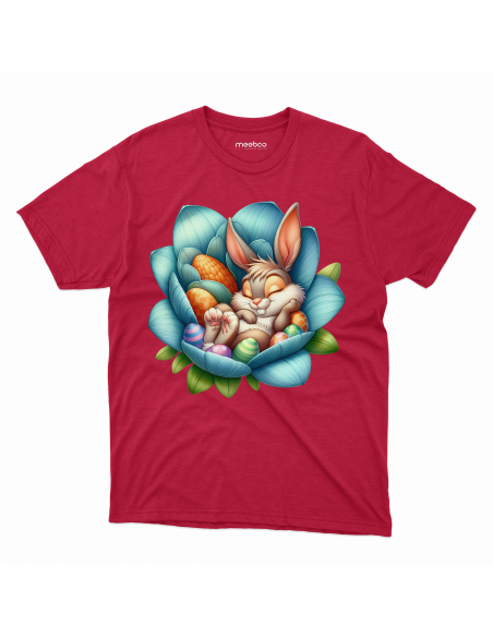 Koszulka Dziecięca "Śpiący króliczek wielkanocny" Czarna | 100% Bawełna