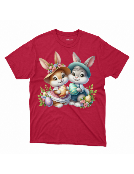 Koszulka Dziecięca "Króliczki wielkanocne w kapeluszach" Czarna | 100% Bawełna