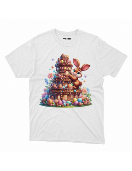 Koszulka Dziecięca "Króliczek wielkanocny z domkiem" Czarna | 100% Bawełna