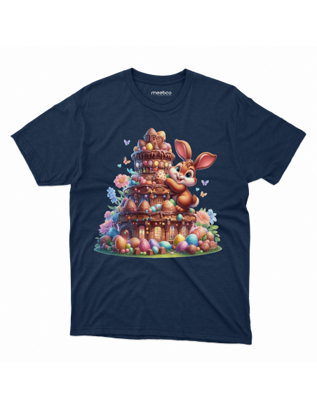 Koszulka Dziecięca "Króliczek wielkanocny z domkiem" Czarna | 100% Bawełna