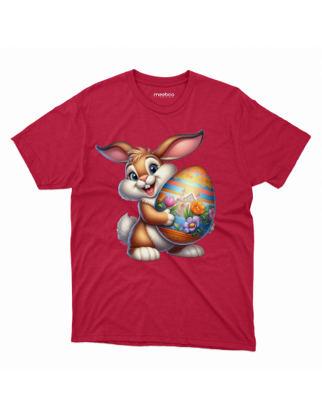 Koszulka Dziecięca "Króliczek wielkanocny z pisanką" Czarna | 100% Bawełna