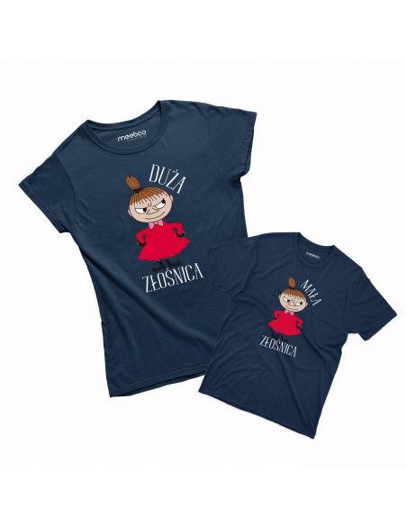 Zestaw koszulka damska + koszulka lub body dziecięce "Duża / Mała Złośnica" Różowa | 100% Bawełna